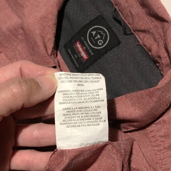 Wrangler ATG Mens Size XL Pink Outdoor Regular Fit Short Sleeve Classic Shirt - Picture 6 of 8